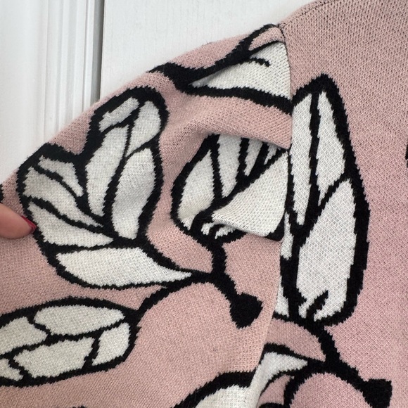 PUFF SLEEVE SWEATER. ANNE KLEIN PULLOVER SWEATER PINK AND JACQUARD. SIZE XL - Picture 8 of 16